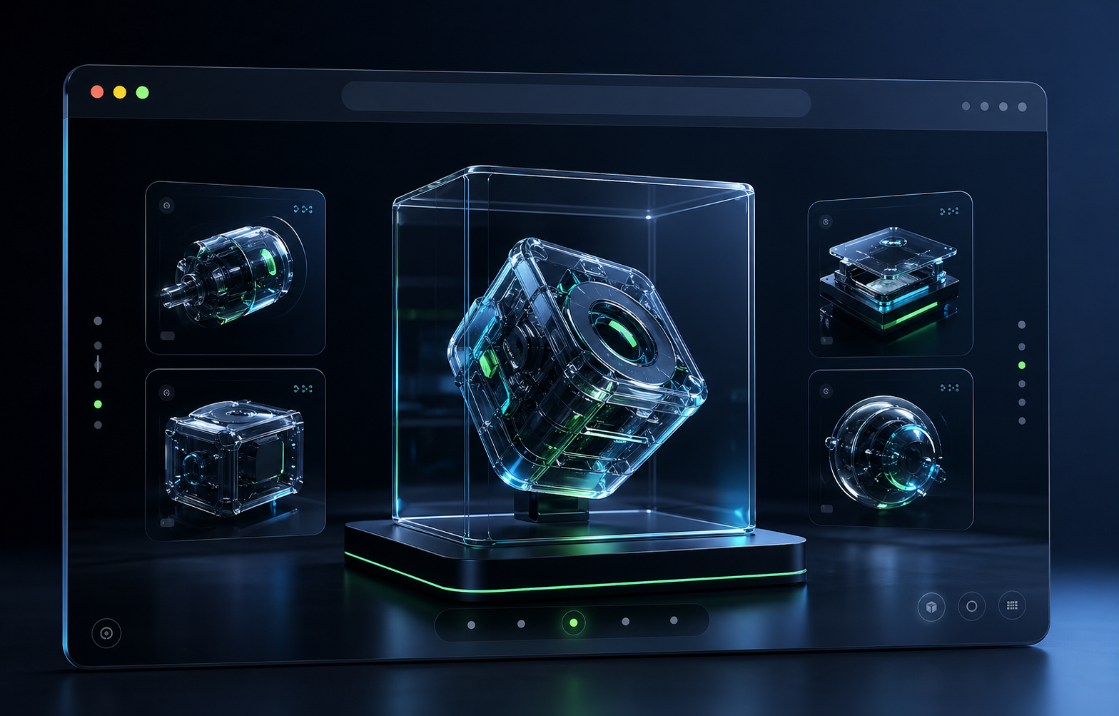 Showroom WebGL interativo com produto 3D em interface premium