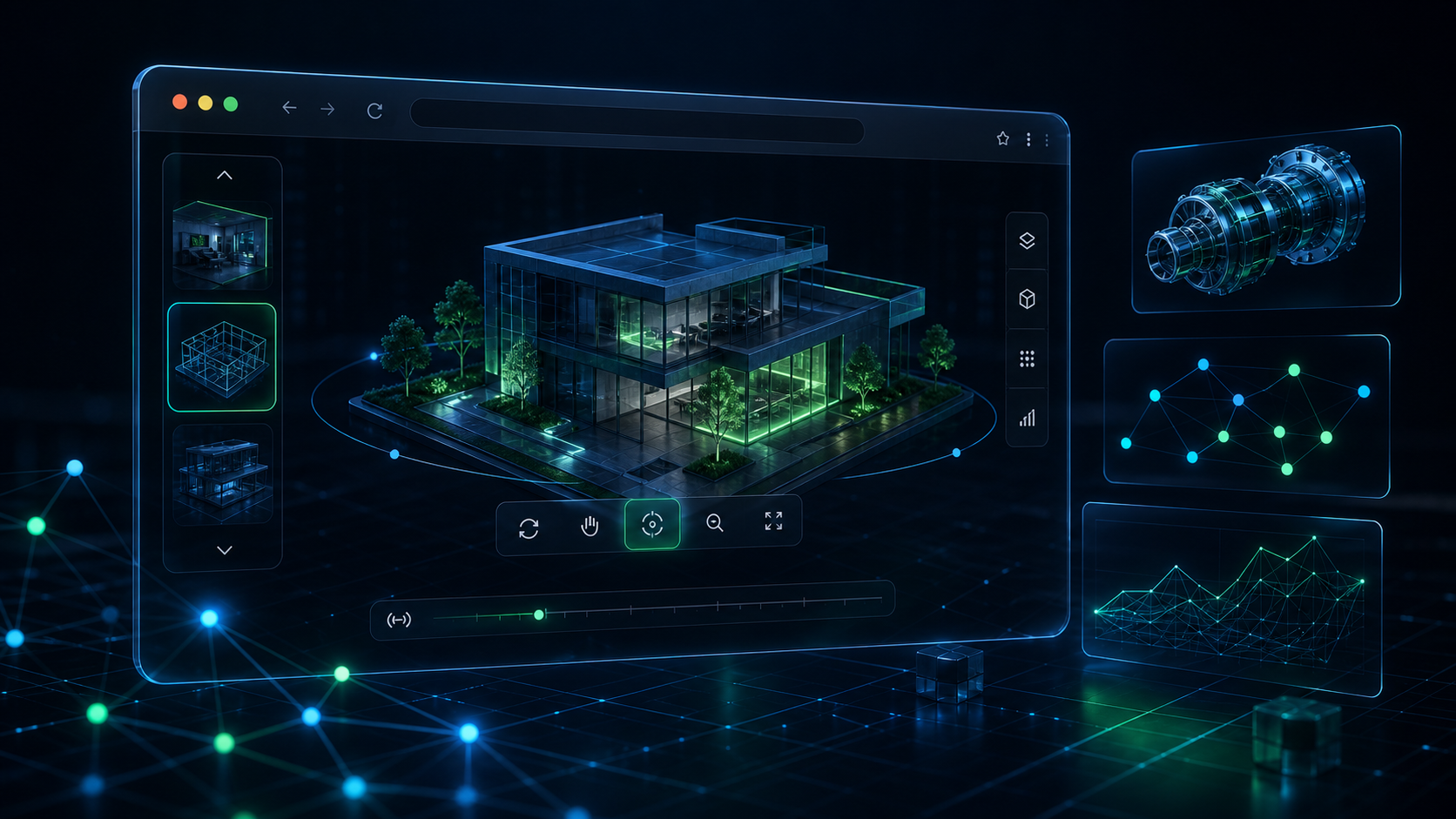 Interface WebGL com ambiente 3D acessível pelo navegador
