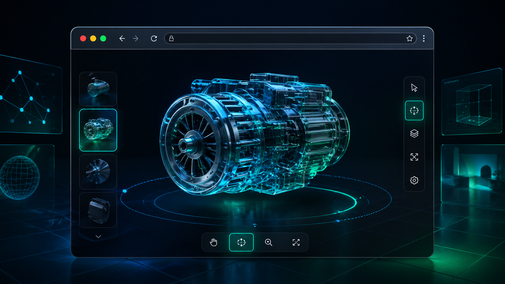 Experiência WebGL com produto 3D interativo em navegador